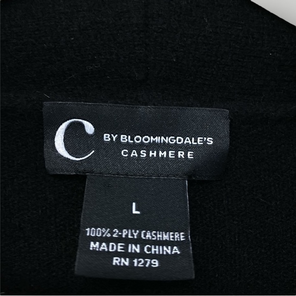 C by Bloomingdales Cashmere Cardigan Zip Sz L Black - Picture 3 of 9